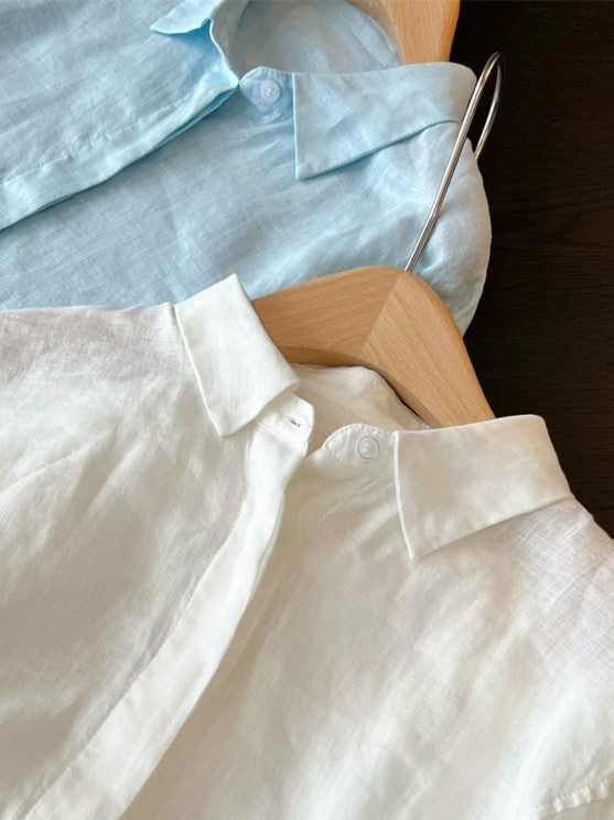 Breezy Linen Weave Oversized Collared Shirt - view 6