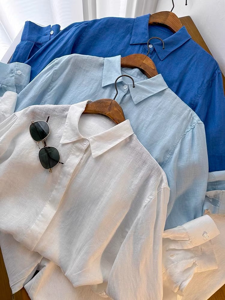 Breezy Linen Weave Oversized Collared Shirt - view 7