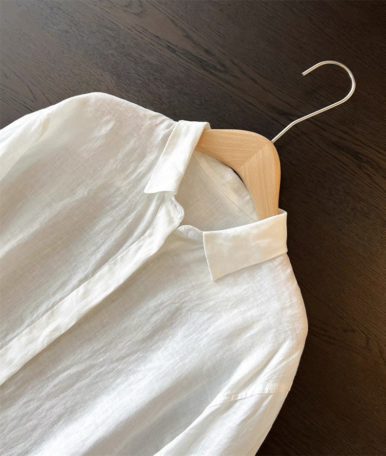 Breezy Linen Weave Oversized Collared Shirt - view 8