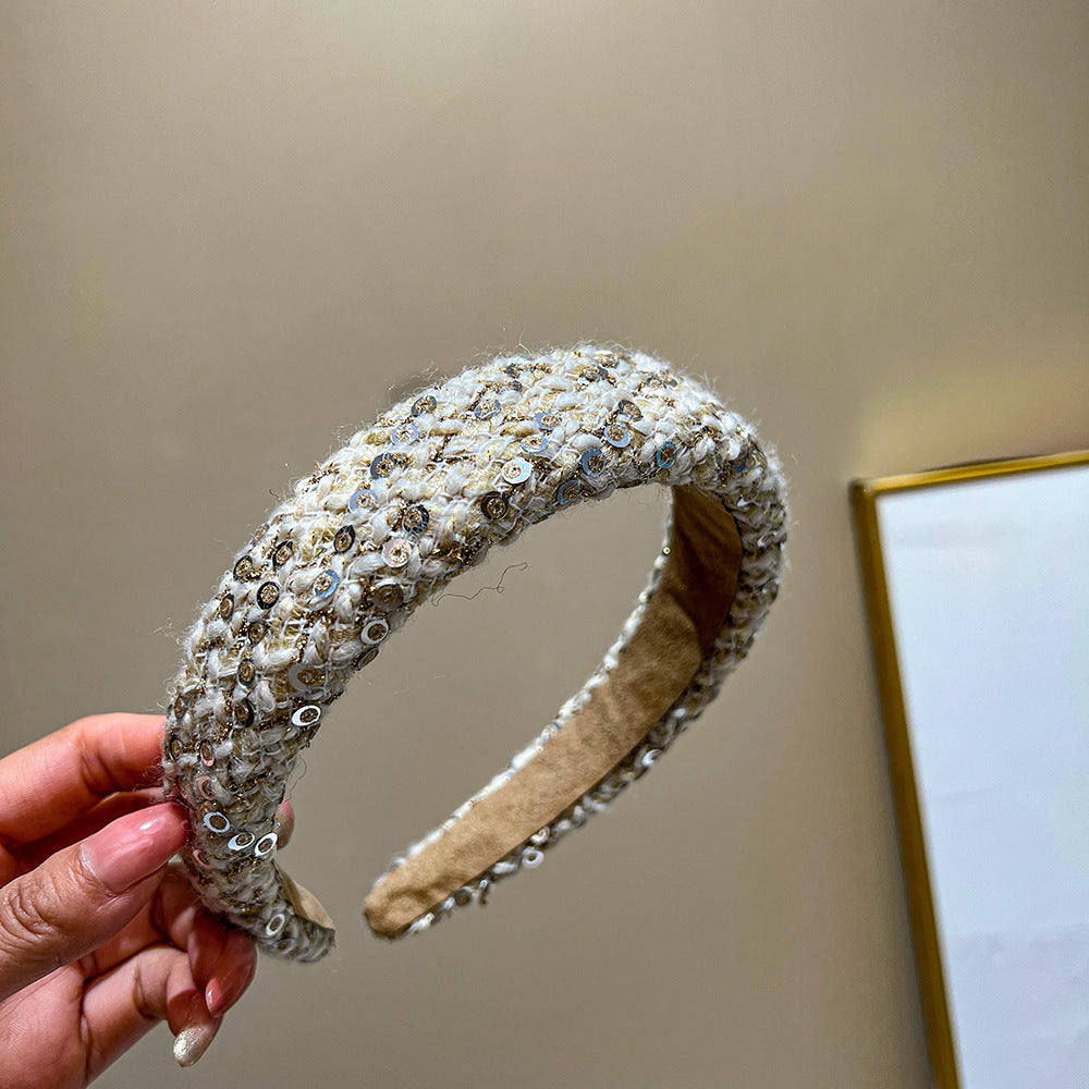 Textured Tweed Padded Wide Headband - NO12