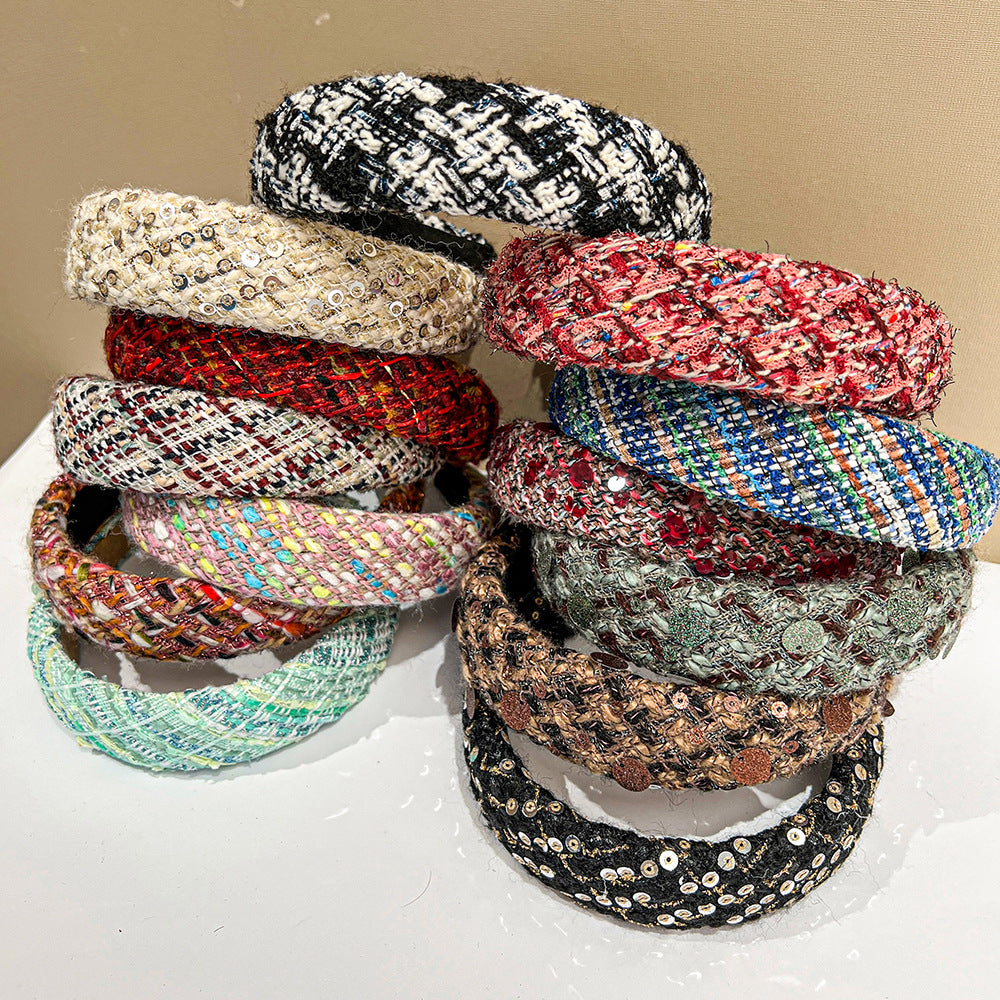 Textured Tweed Padded Wide Headband