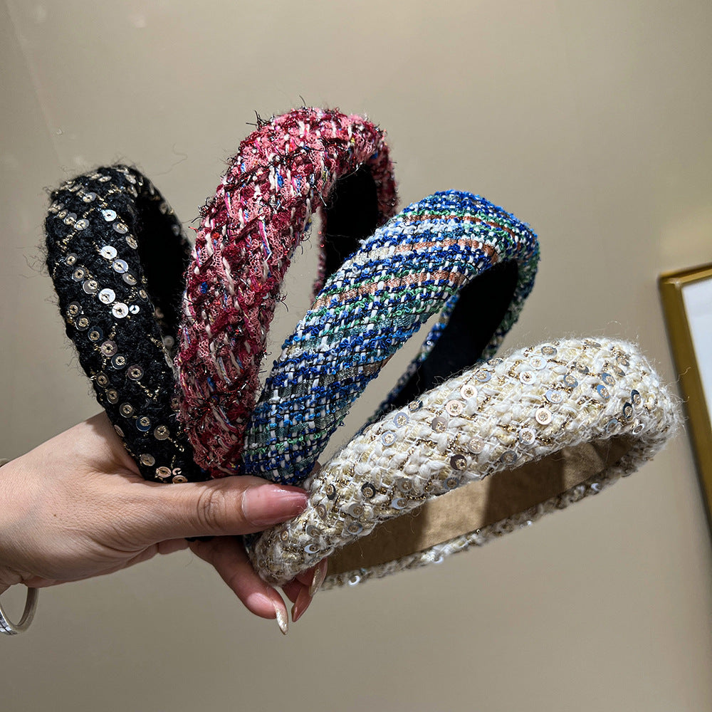 Textured Tweed Padded Wide Headband - view 1