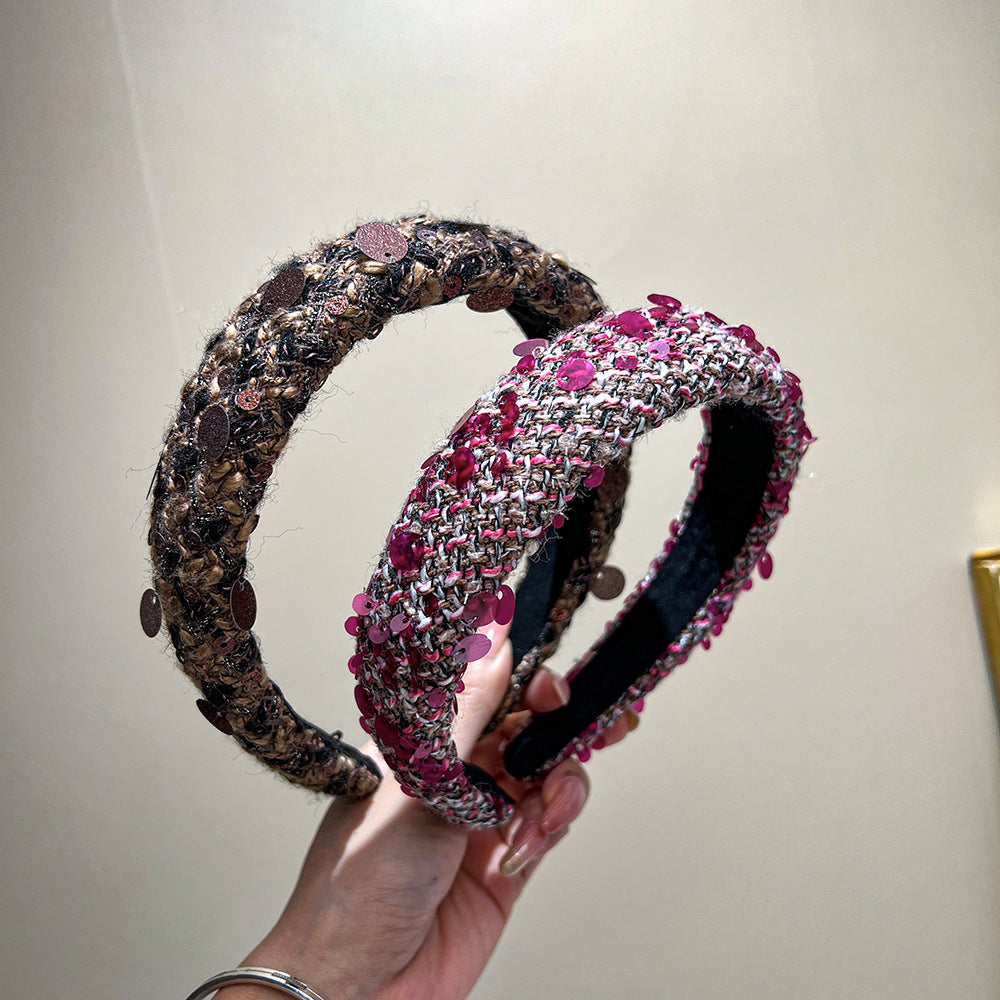 Textured Tweed Padded Wide Headband - view 2