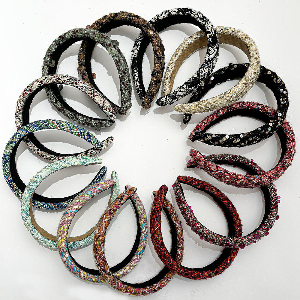 Textured Tweed Padded Wide Headband - view 3