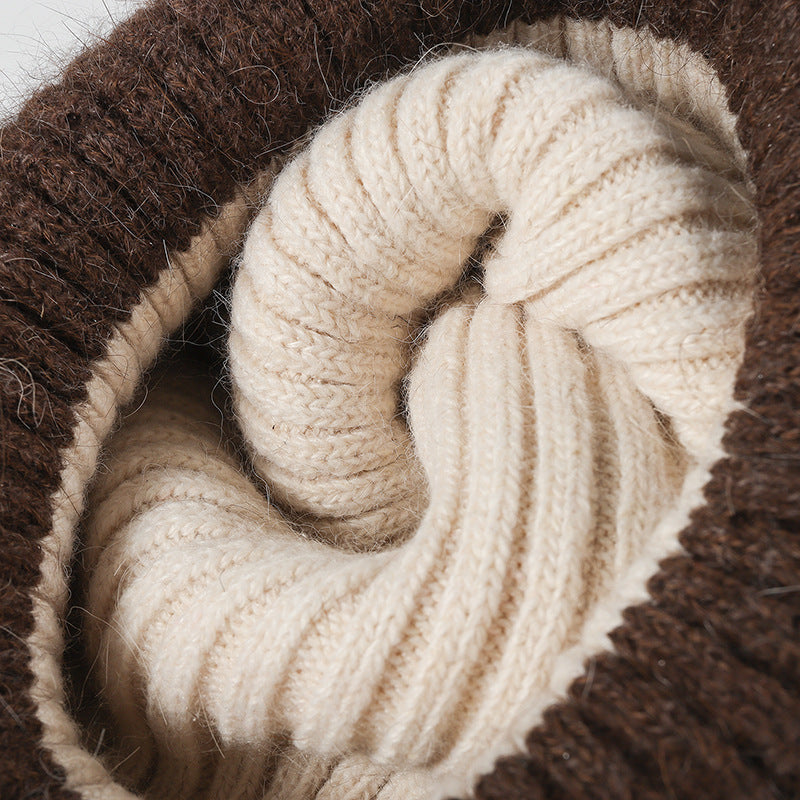 Contrast Stripe Cuffed Mohair Beanie - view 2