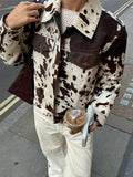 Cow Print Cropped Western Trucker Jacket - Decor