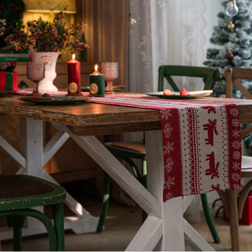 Christmas Table Runner With Reindeer or Santa Print - Deer