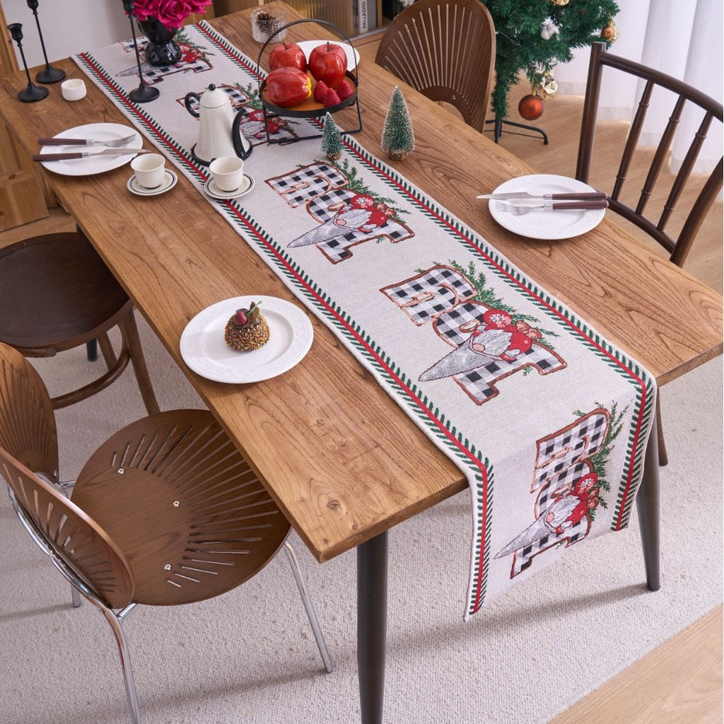 Christmas Table Runner With Reindeer or Santa Print - Santa