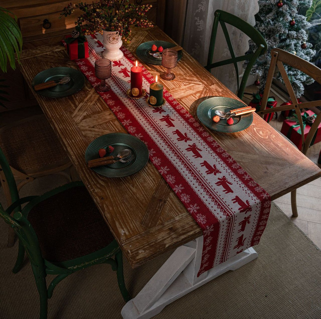 Christmas Table Runner With Reindeer or Santa Print - view 1