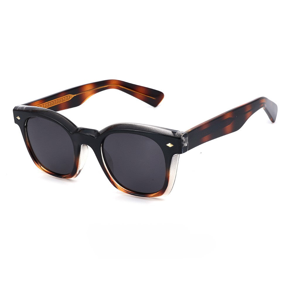 Two Tone Rounded Square Sunglasses - Brown