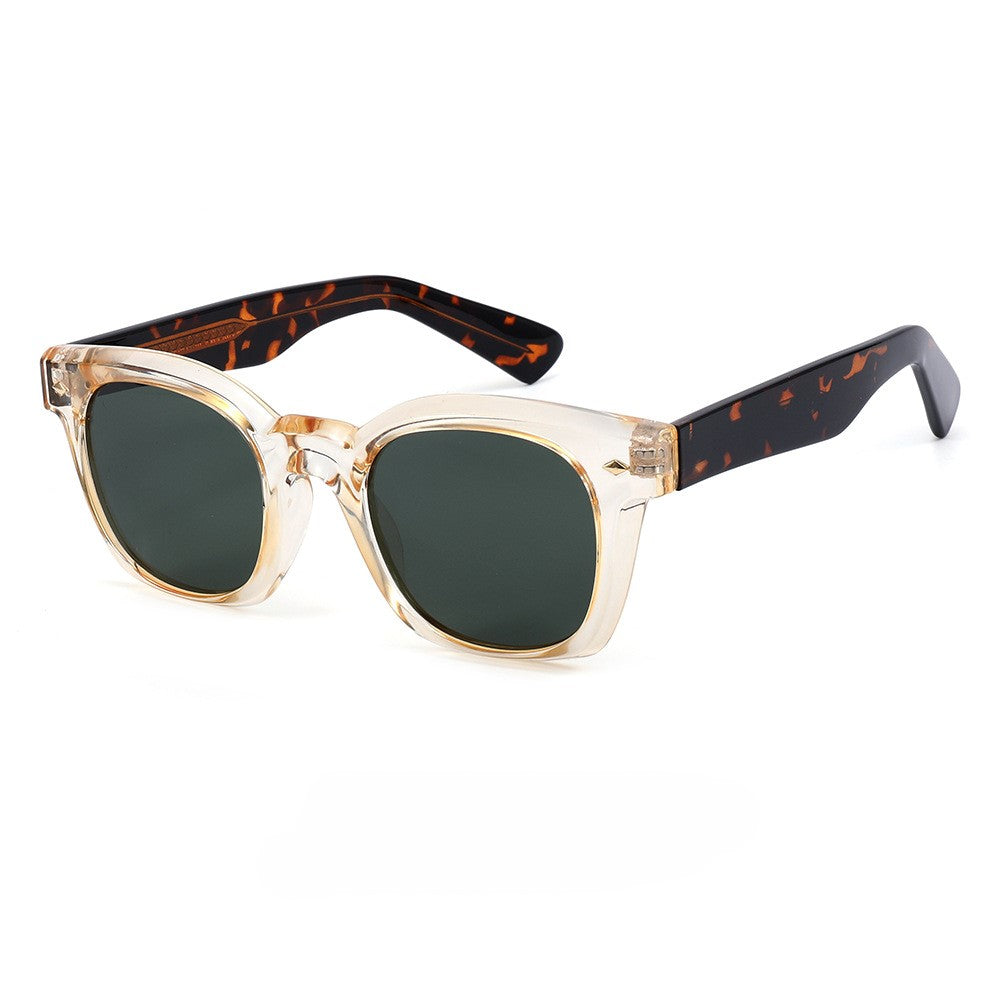 Two Tone Rounded Square Sunglasses - Green