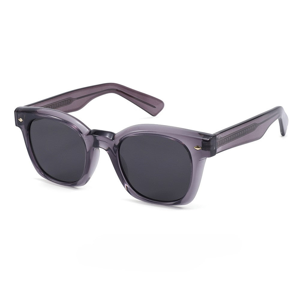 Two Tone Rounded Square Sunglasses - Purple