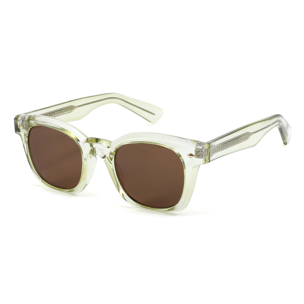 Two Tone Rounded Square Sunglasses - Tea
