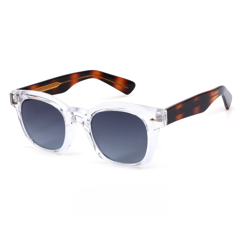 Two Tone Rounded Square Sunglasses - White