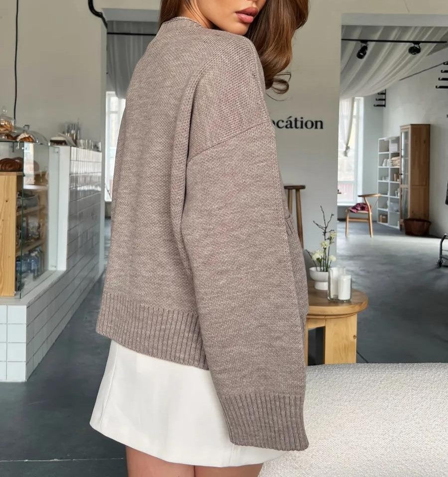 Slouchy Oversized V-Neck Button Knit Cardigan