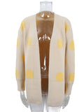 Polka Dot Open Front Longline Cardigan - Apricot