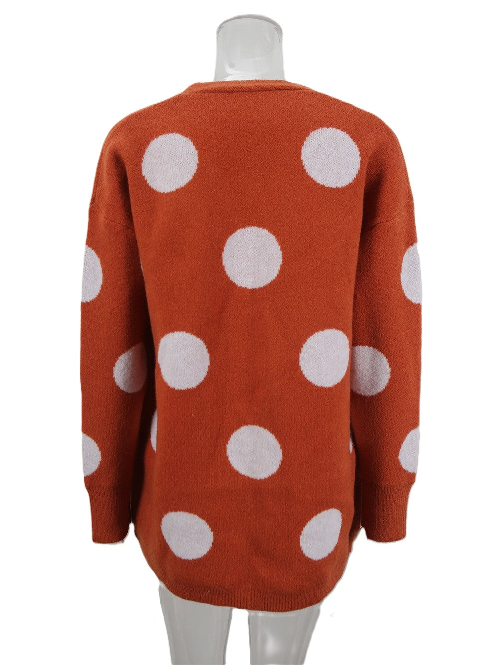 Polka Dot Open Front Longline Cardigan - Orange - 3