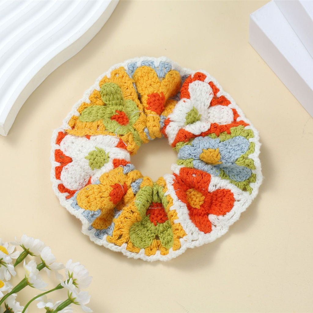 Crochet Blossom Scrunchie Hair Tie - C1
