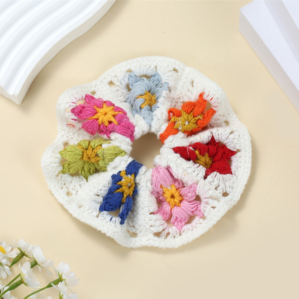 Crochet Blossom Scrunchie Hair Tie - C7