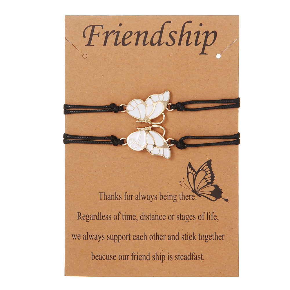 Butterfly Charm Friendship Bracelet Set For Two - Gold