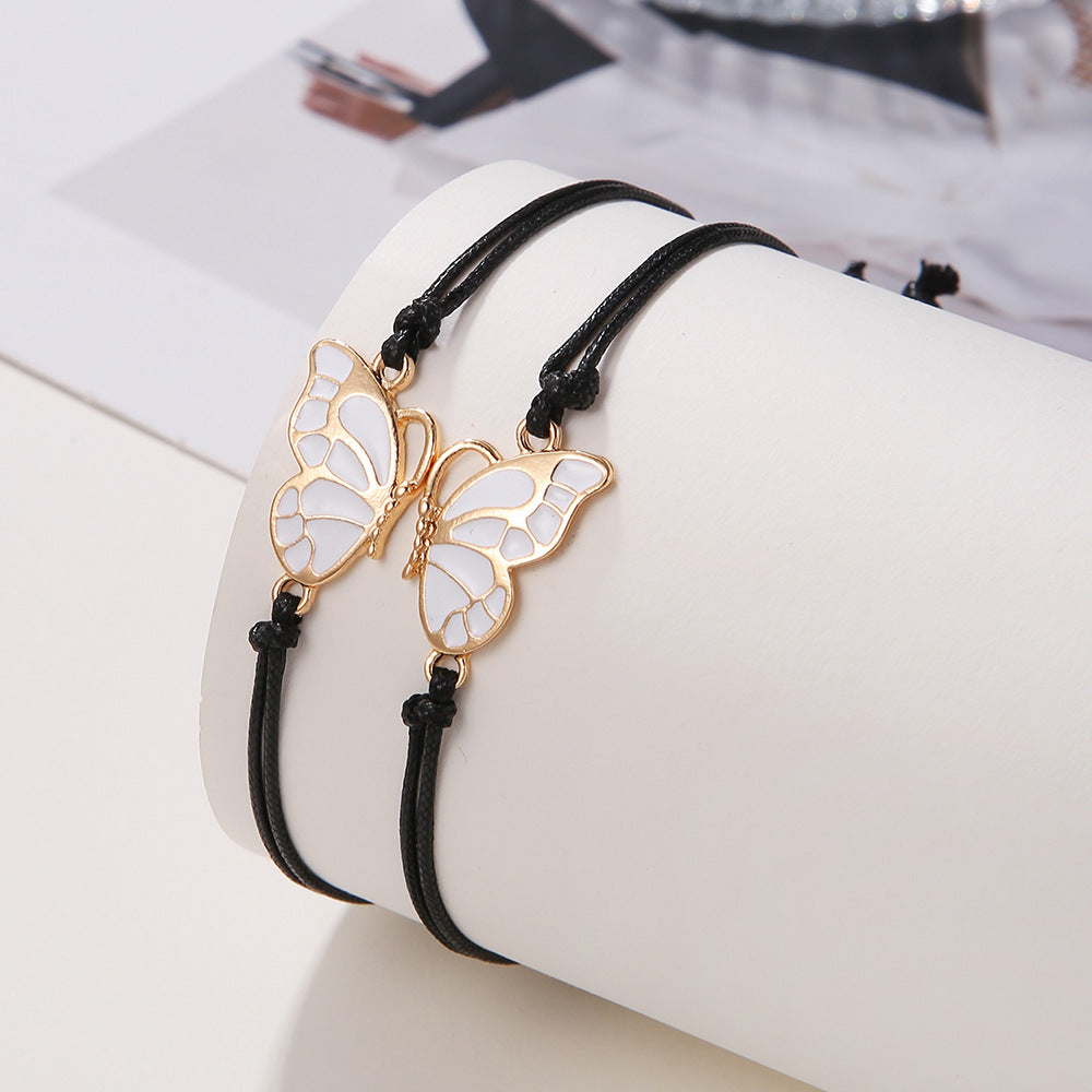 Butterfly Charm Friendship Bracelet Set For Two