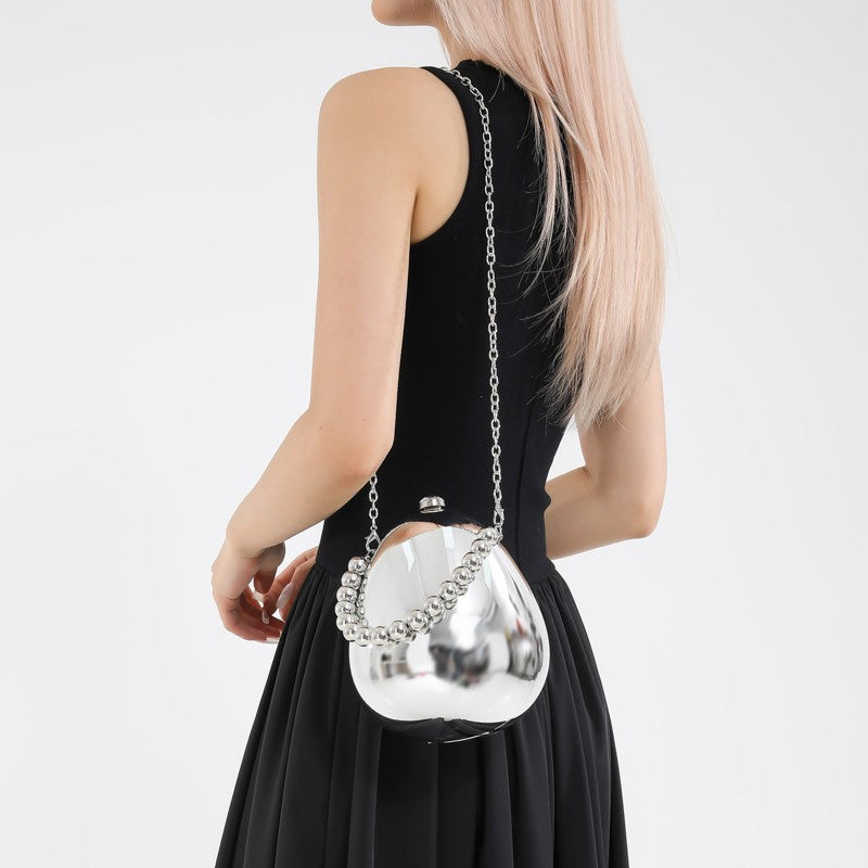 Egg Shaped Evening Clutch With Beaded Handle