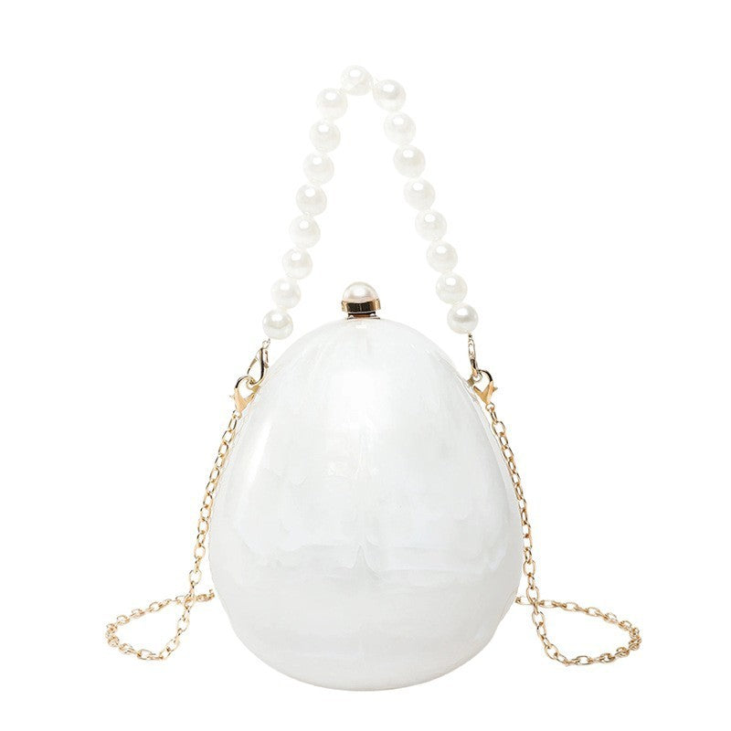Egg Shaped Evening Clutch With Beaded Handle