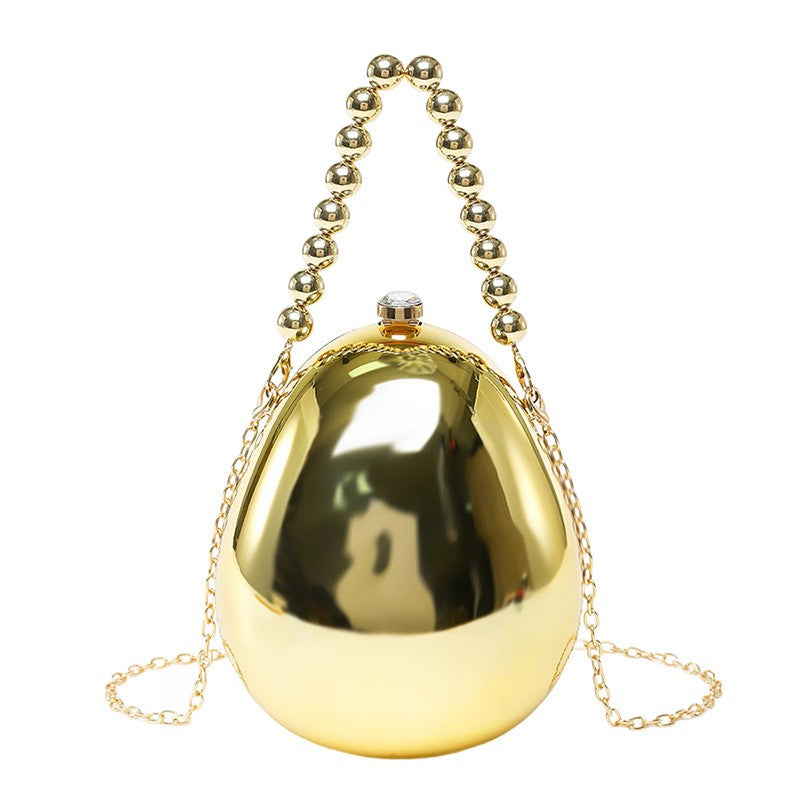 Egg Shaped Evening Clutch With Beaded Handle