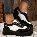 Two Tone Patent Wingtip Platform Oxford Shoes - White
