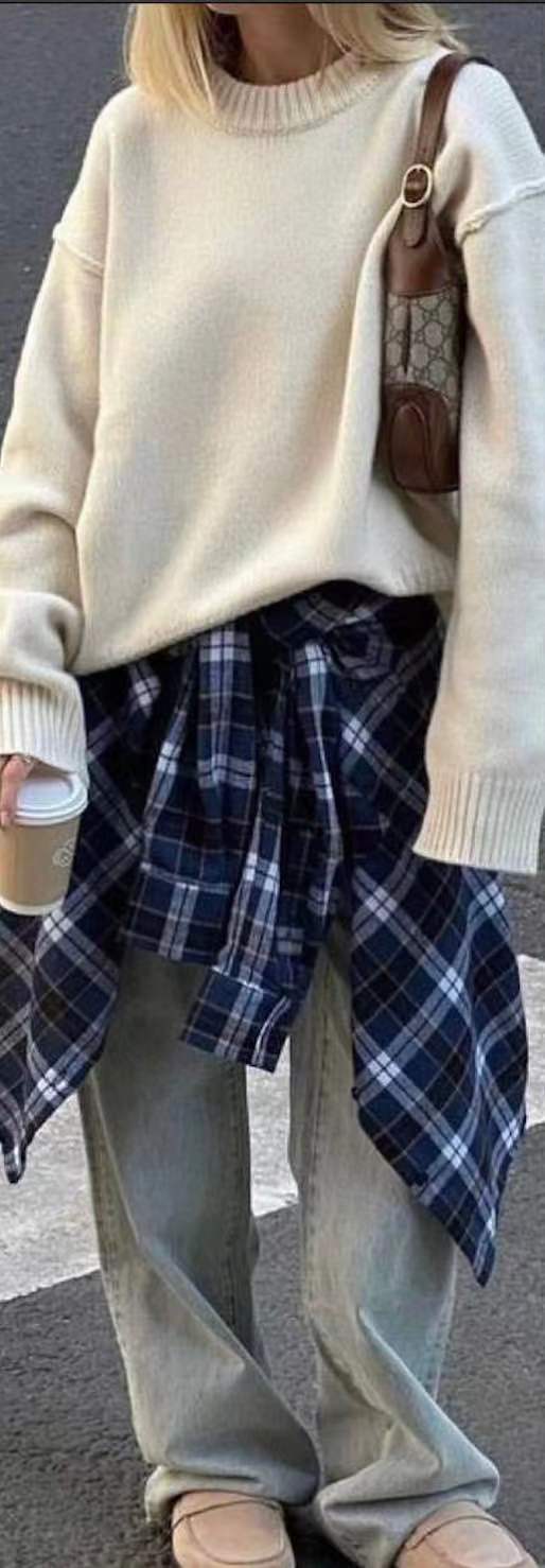 Oversized Plaid Long Sleeve Flannel Shirt - Color_08