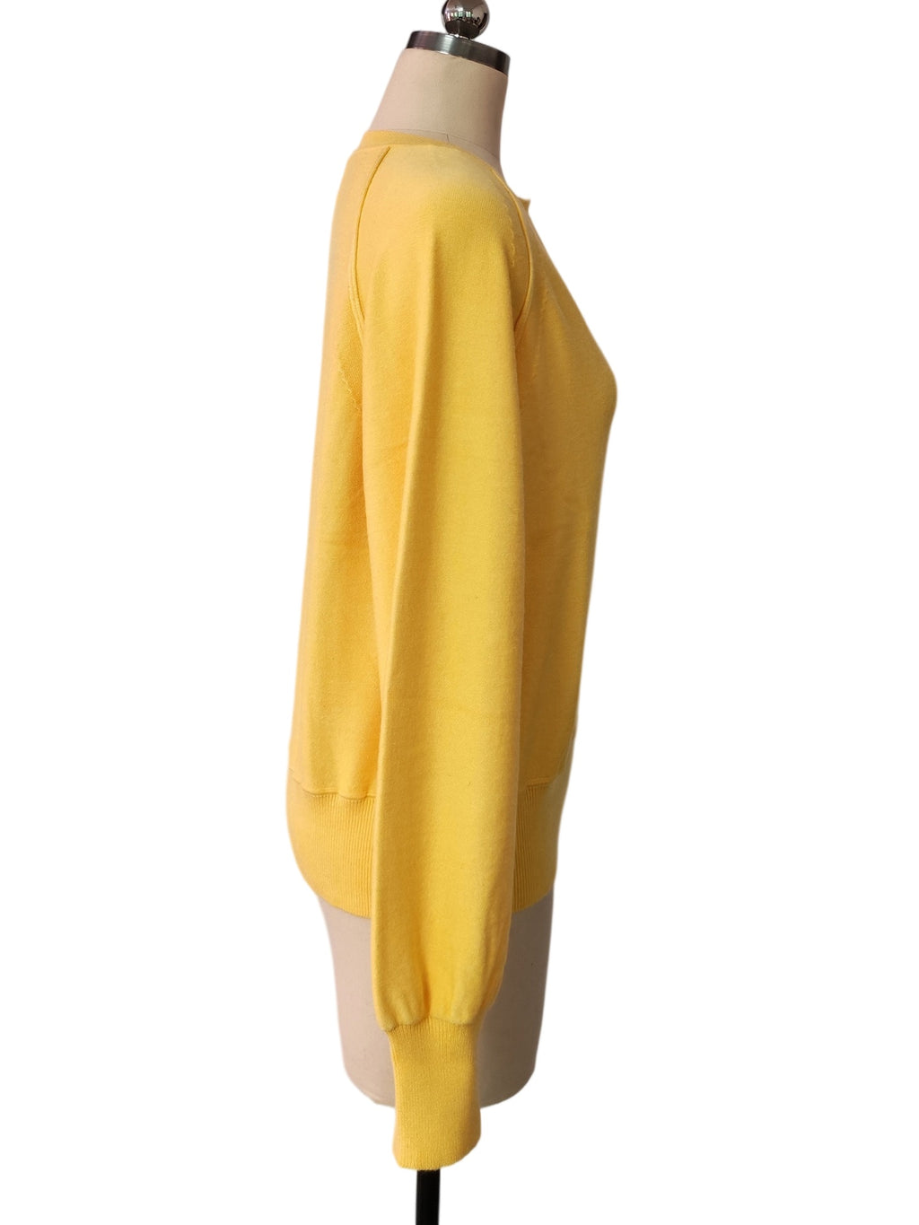Half Button Henley Raglan Knit Sweater - Yellow - 2