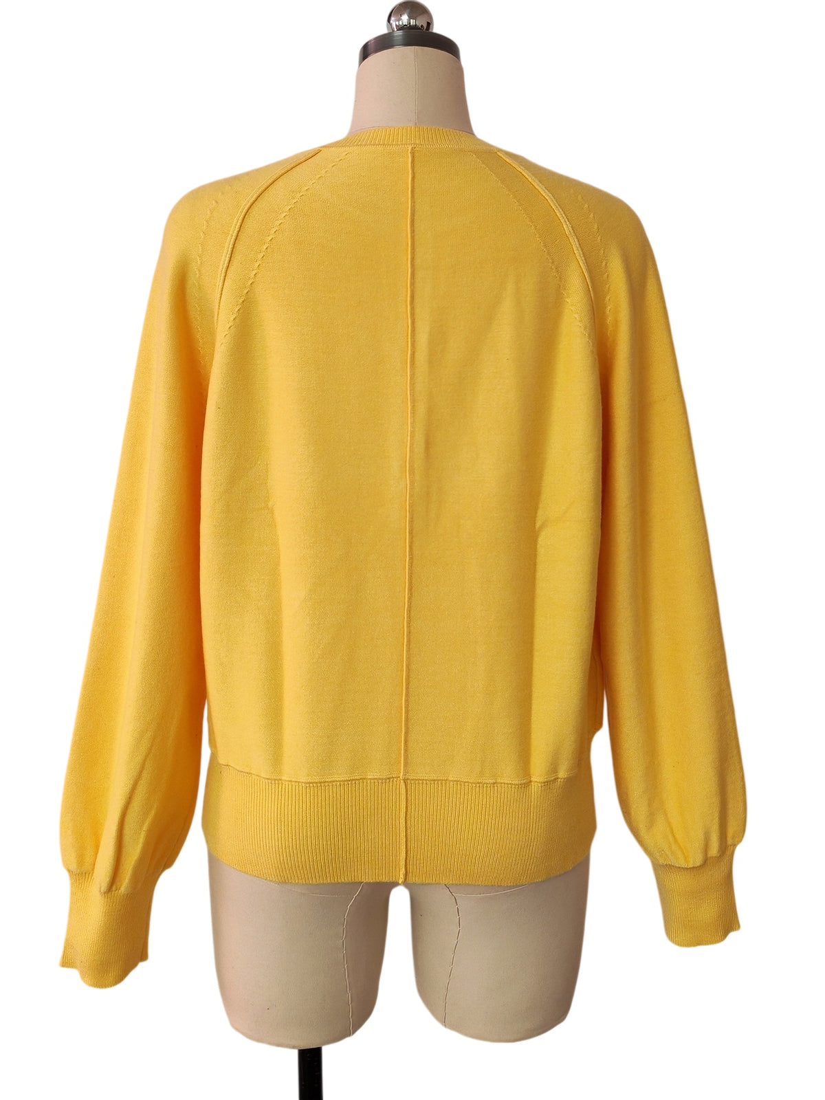 Half Button Henley Raglan Knit Sweater - Yellow - 3