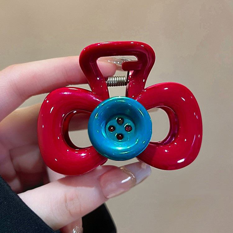 Bow Button Statement Hair Claw Clip - Color