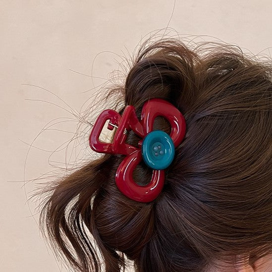 Bow Button Statement Hair Claw Clip - view 1