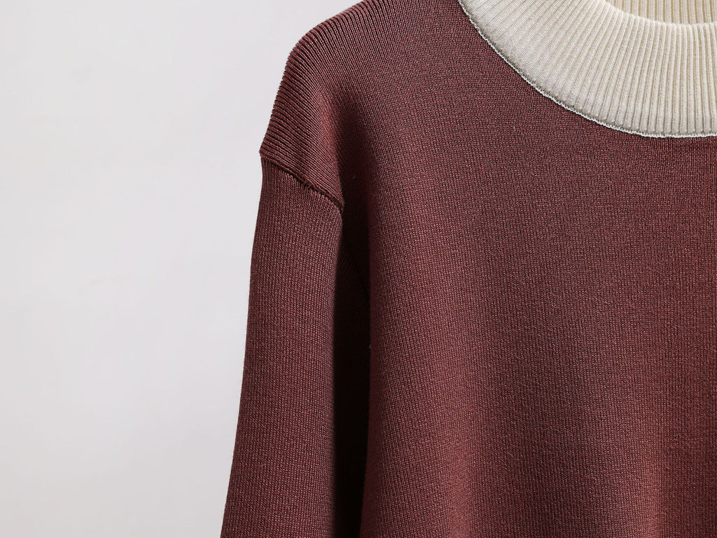 Colorblock Knit Sweater And Wide Leg Pant Set - view 4