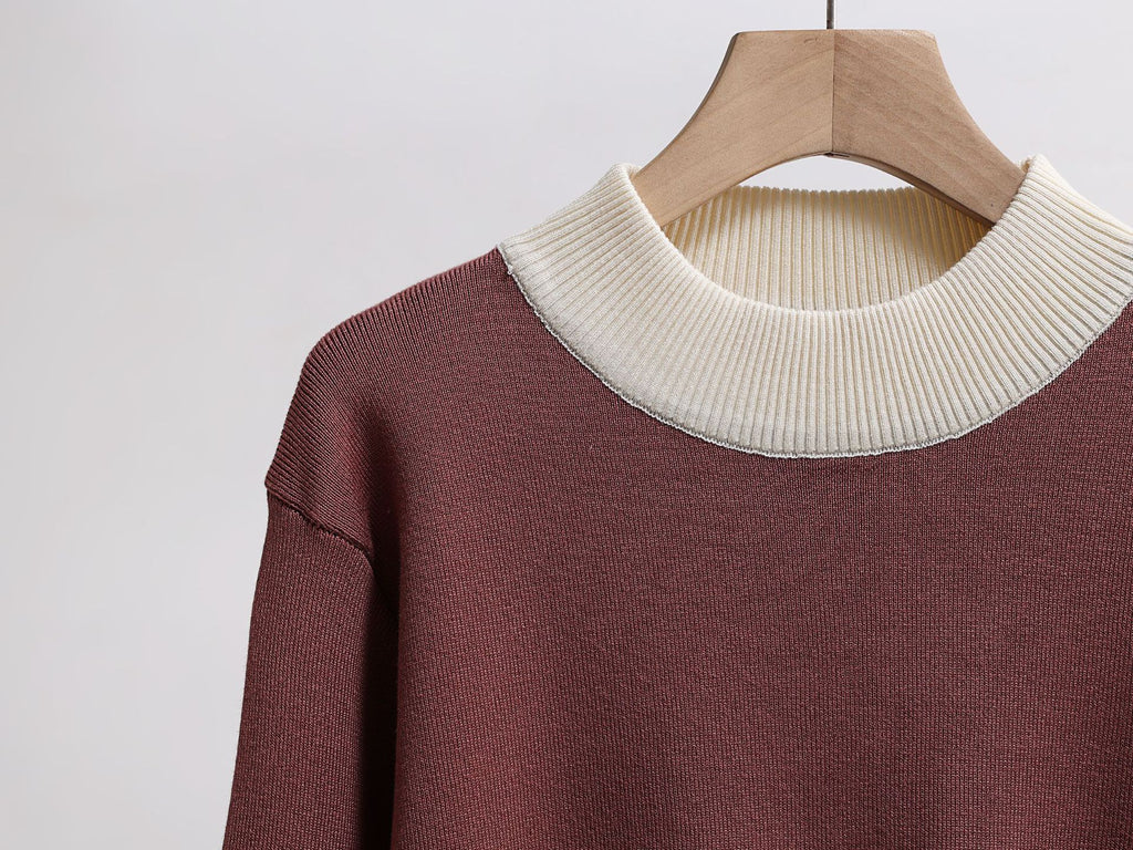 Colorblock Knit Sweater And Wide Leg Pant Set - view 5