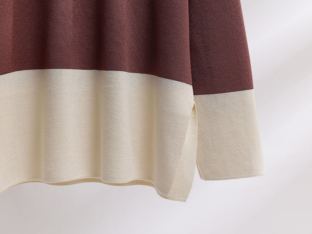 Colorblock Knit Sweater And Wide Leg Pant Set - view 6