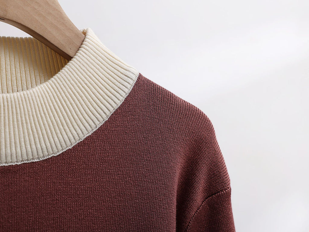 Colorblock Knit Sweater And Wide Leg Pant Set - view 7