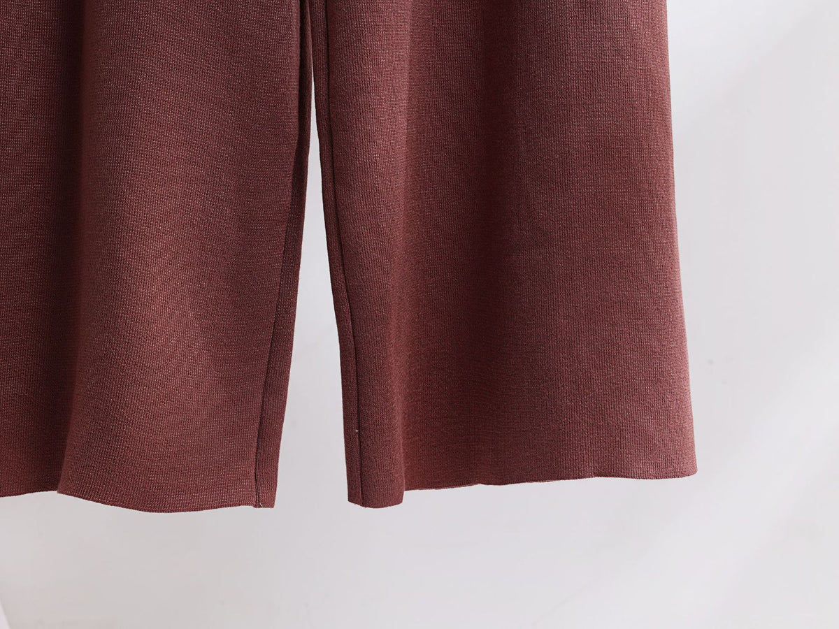 Colorblock Knit Sweater And Wide Leg Pant Set - view 9