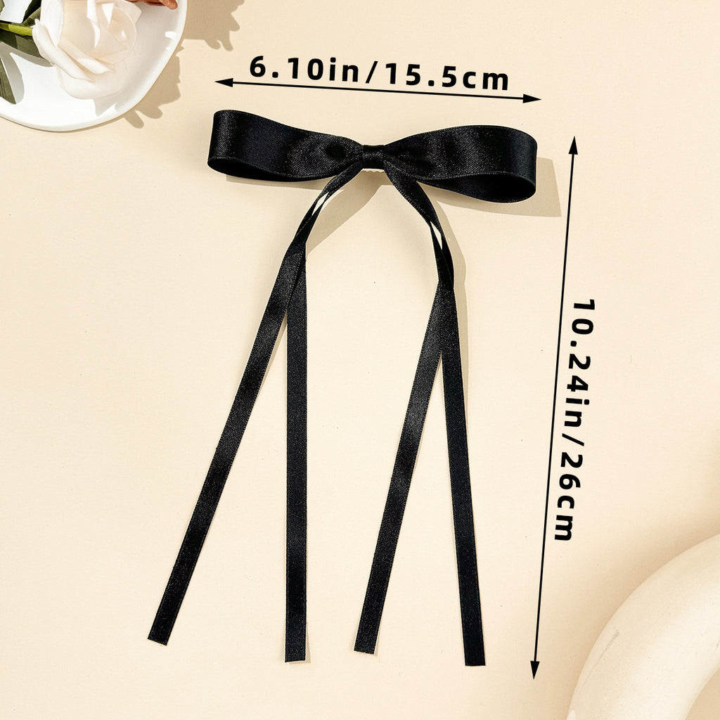 Skinny Satin Ribbon Streamer Bow Hair Clip