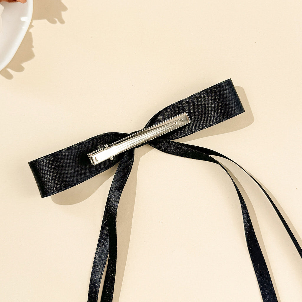 Skinny Satin Ribbon Streamer Bow Hair Clip - view 1