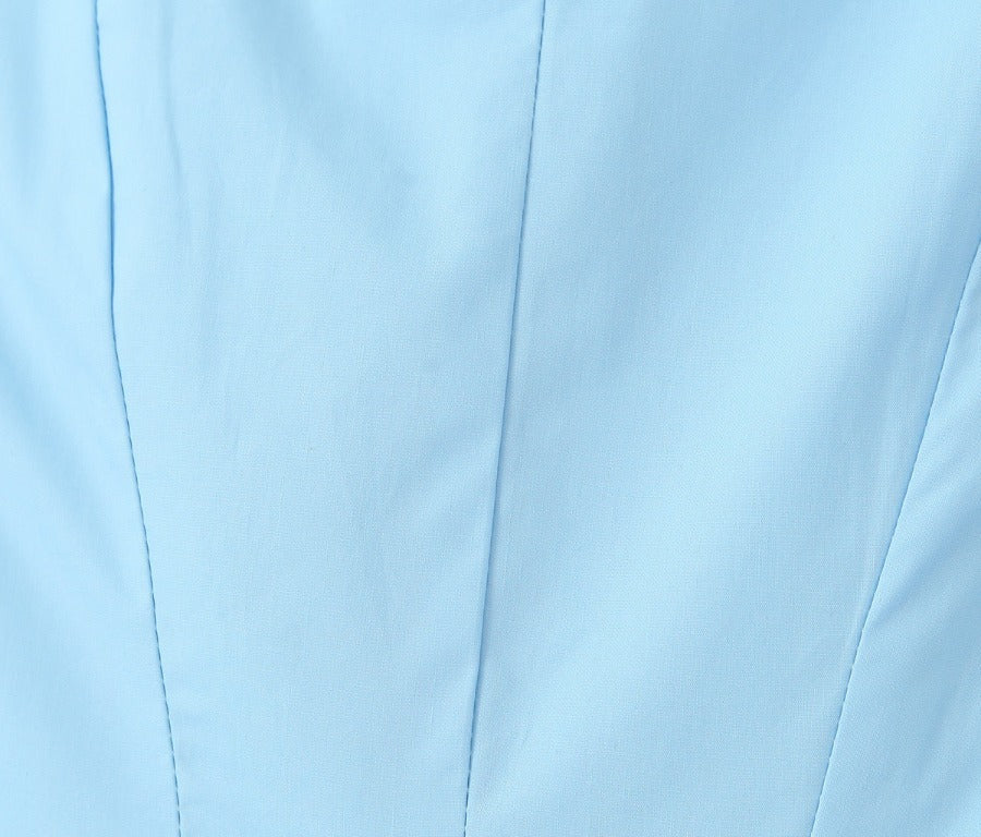 Bandeau Neckline Full Skirt Midi Party Dress - Blue - 2