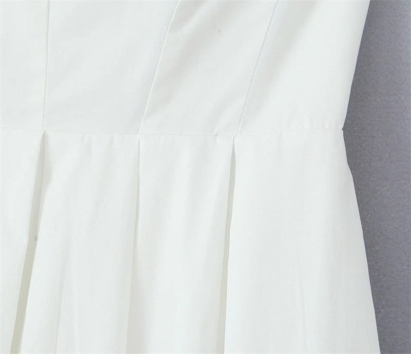 Bandeau Neckline Full Skirt Midi Party Dress - white - 5