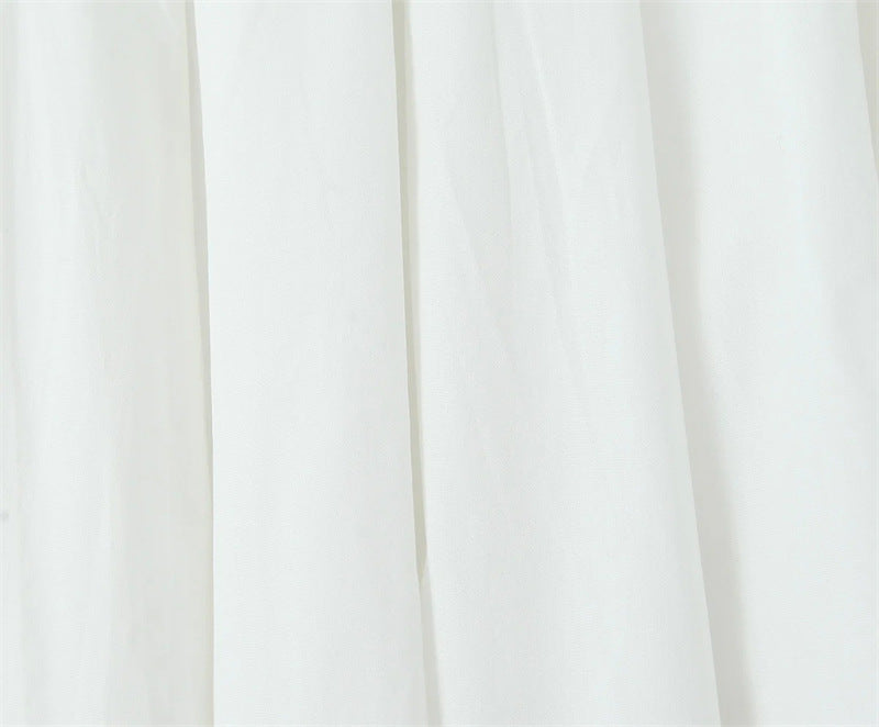 Bandeau Neckline Full Skirt Midi Party Dress - white - 6