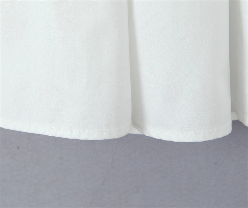 Bandeau Neckline Full Skirt Midi Party Dress - white - 7