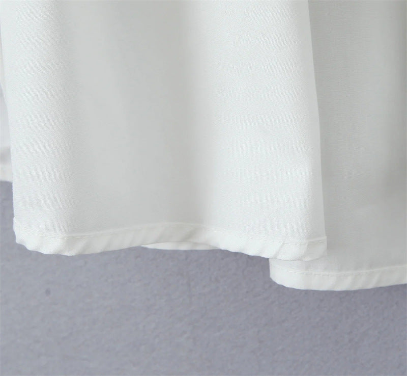 Bandeau Neckline Full Skirt Midi Party Dress - white - 8