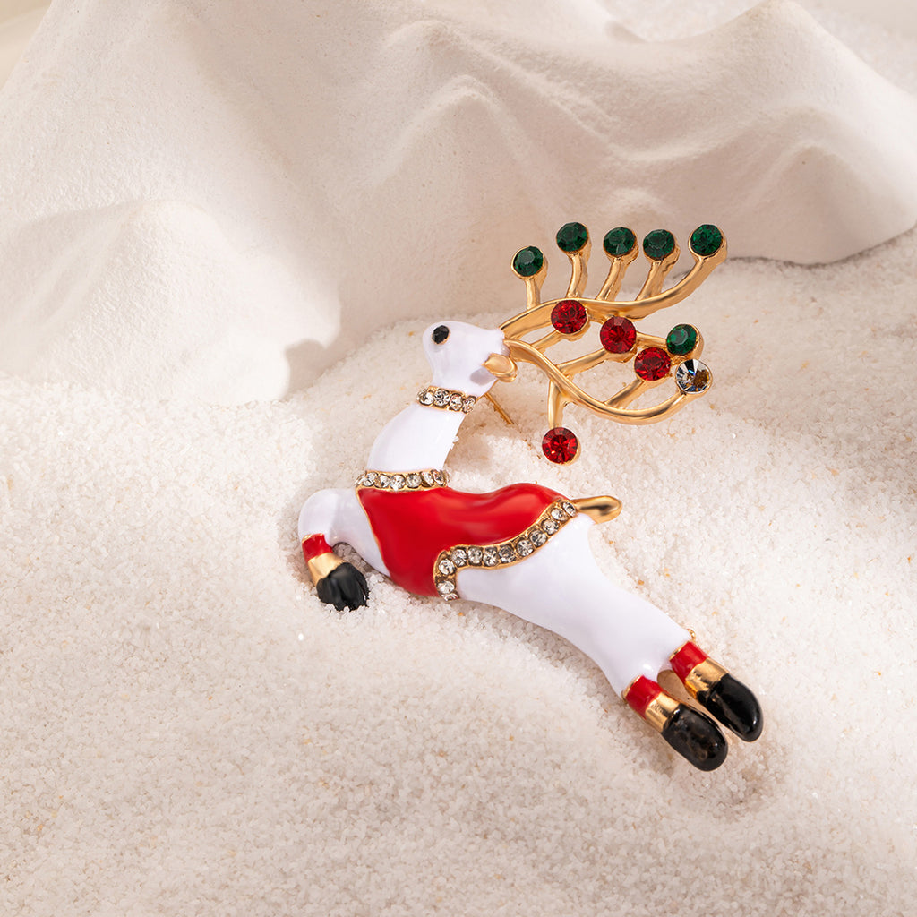 Festive Sleigh Boots and Bells Brooch - Elk