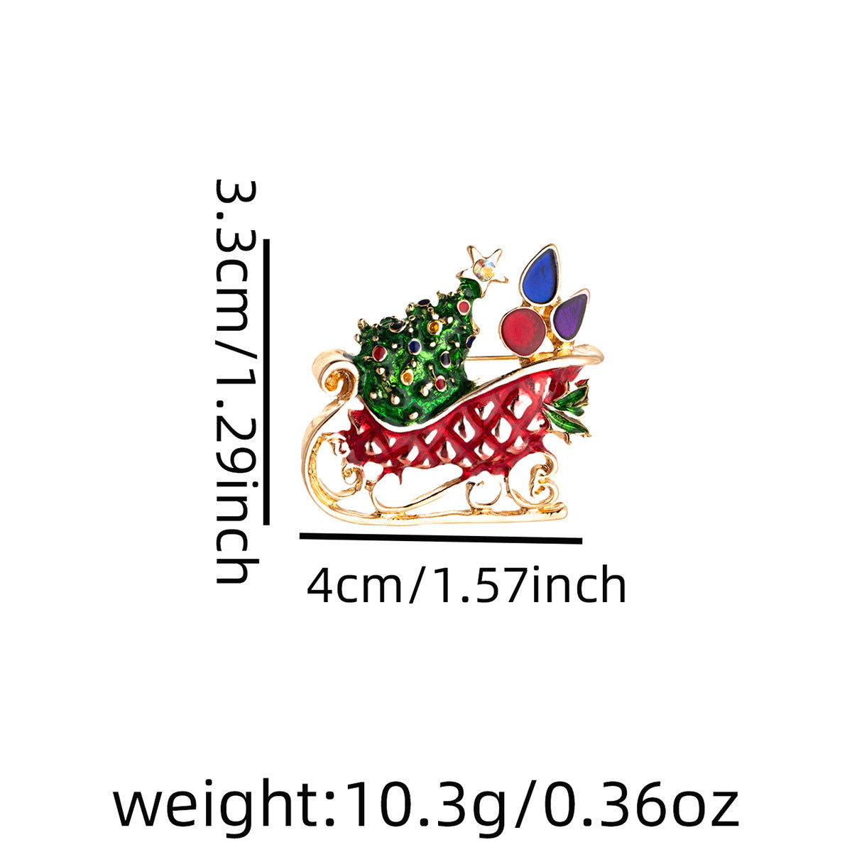 Festive Sleigh Boots and Bells Brooch - Sled - 1