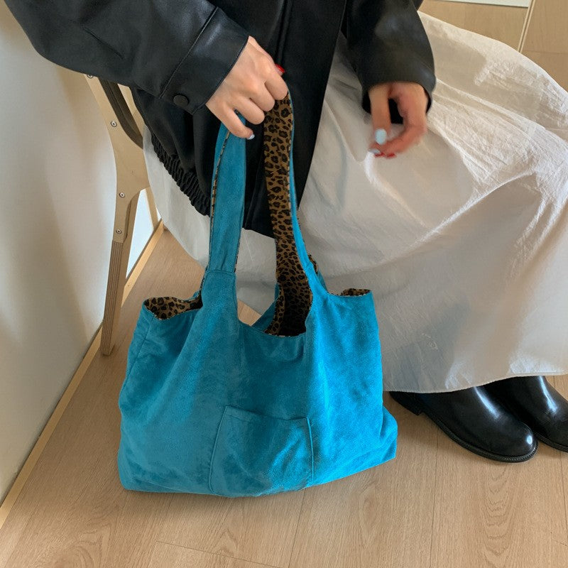 Reversible Leopard Print Corduroy Tote Bag