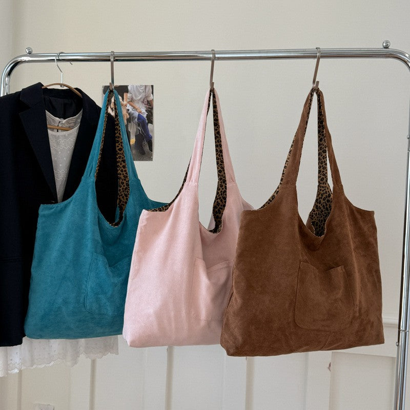 Reversible Leopard Print Corduroy Tote Bag